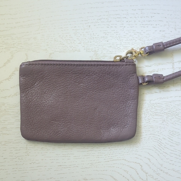 Coccinelle Purple Taupe Leather Wristlet - Picture 3 of 8